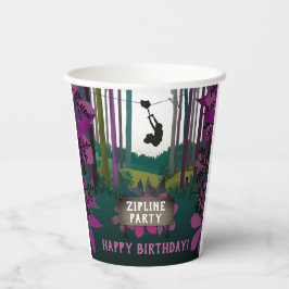 Vasos De Papel Divertido Zipline Purple Chica de bosque rosa aven