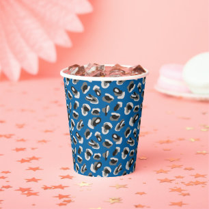 Vasos de papel divertidos de camuflaje azul brilla