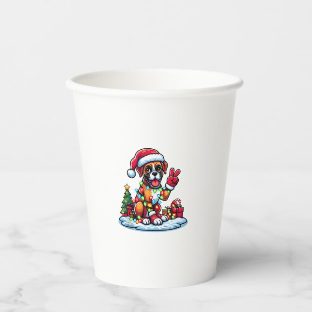Vasos De Papel Divertidos Navidades de perros de la mano de la pa (Anverso)