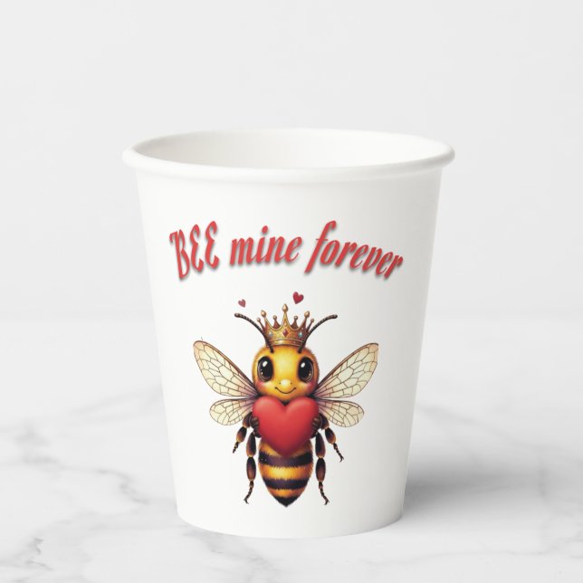 Vasos De Papel Diviértete con un Valentín de Abeja con Chiste  (Anverso)