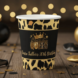 Vasos De Papel Diviértete Cumpleaños Leopardo Reina Cumpleaños Tr