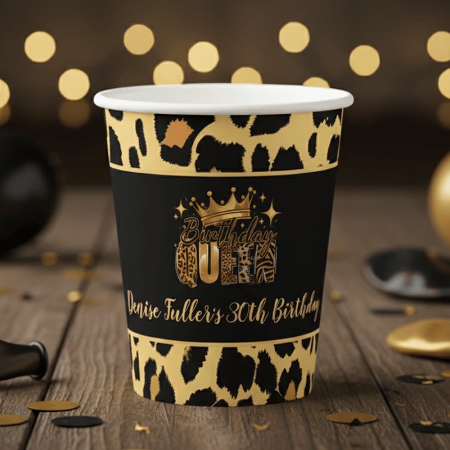 Vasos De Papel Diviértete Cumpleaños Leopardo Reina Cumpleaños Tr (Subido por el creador)