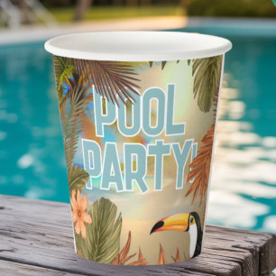 Vasos De Papel Diviértete Fiesta Tropical de Piscina Tiki de Adul