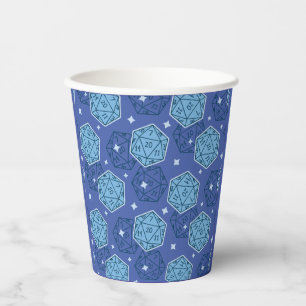Vasos De Papel DnD Nacimientos de Dungeons y Dragones D20 Blue