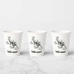 Vasos De Papel ¿Doble a alguien? Jugador de tenis de Kangaroo