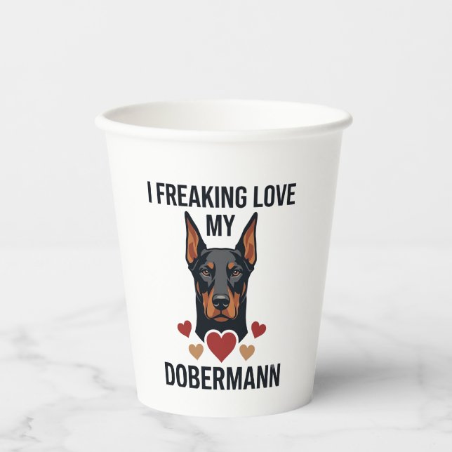 Vasos De Papel Doblerman perro corazones rojos_1 (Anverso)