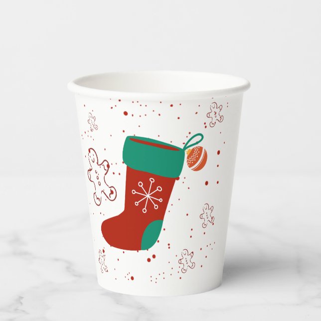 Vasos De Papel Dodo Craft Studio Adorable calcetín de Navidad. (Anverso)