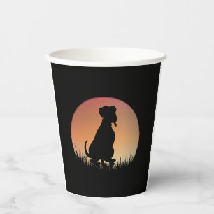 Vasos De Papel Dog Silhouette Sunset