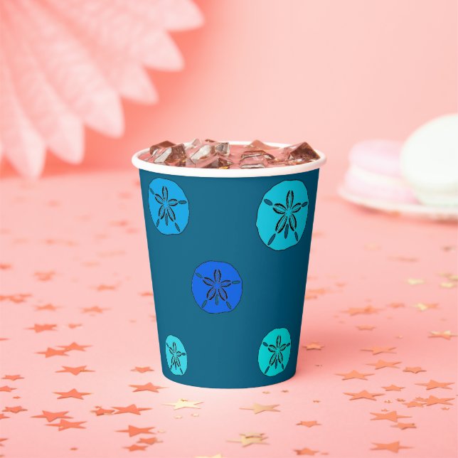 Vasos De Papel Dólares de arena azul (in situ)