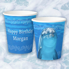 Vasos De Papel Dolphin Blue Ocean Birday Party