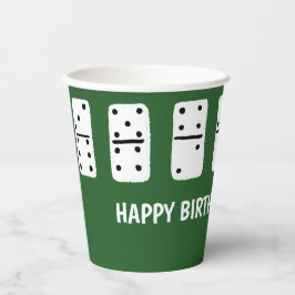 Vasos De Papel Dominos blancos con puntos negros en verde
