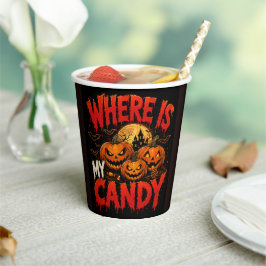 Vasos De Papel ¿Dónde Está Mi Caramelo Camiseta De Calabaza De Ha