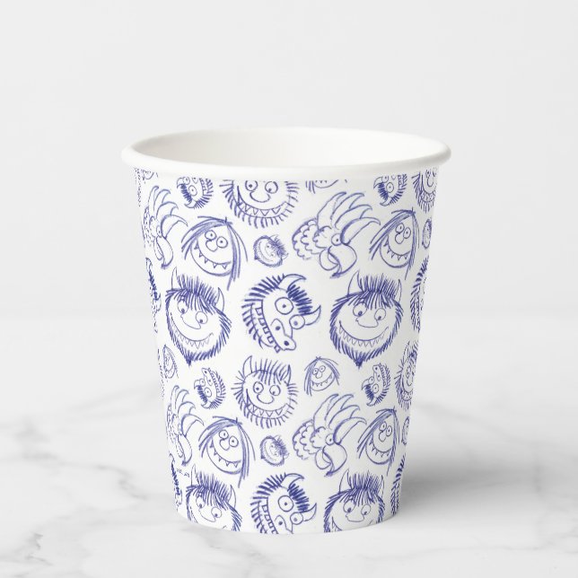 Vasos De Papel Dónde los monstruos Sketch Pattern (Anverso)