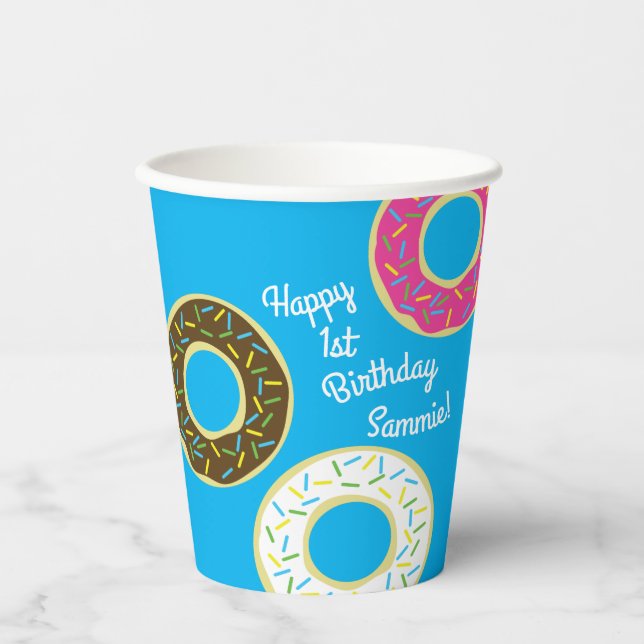 Vasos De Papel Donut Birthday Party (Anverso)