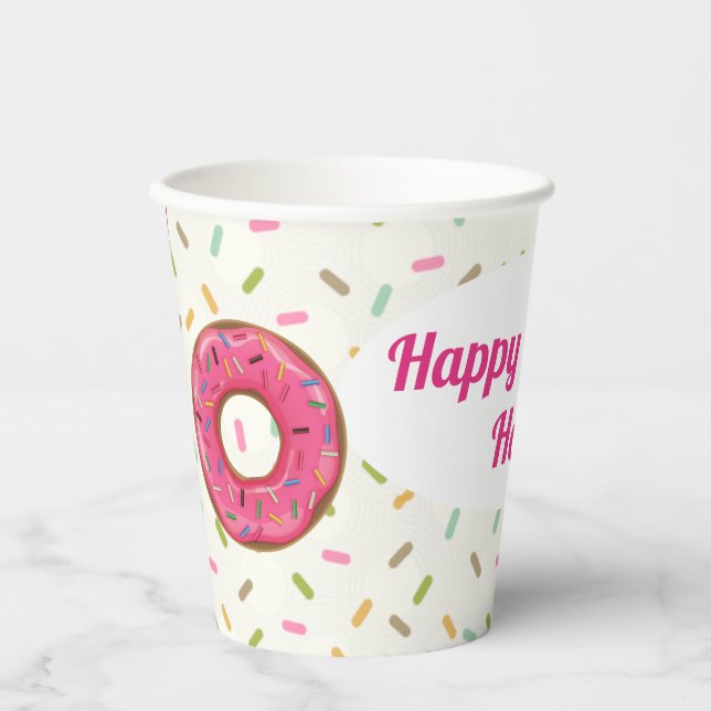 Vasos De Papel Donut Fiesta personalizado (Anverso)