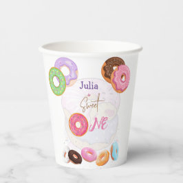Vasos De Papel Donut rosa de primer cumpleaños
