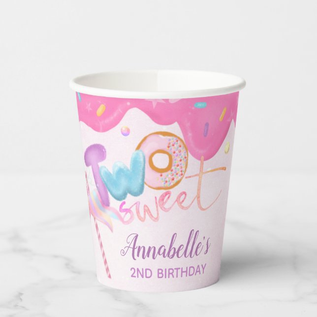 Vasos De Papel Donut Two Sweet Birthday Paper Cups (Izquierda)