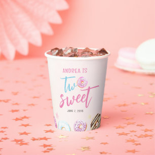 Vasos De Papel Donut Two Sweet Chica 2º cumpleaños