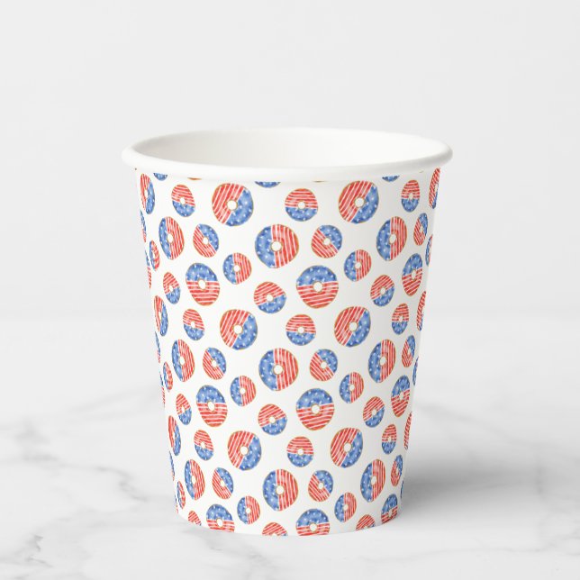 VASOS DE PAPEL DONUTS AZULES ROJOS PATRIÓTICOS (Anverso)