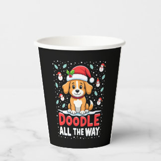 Vasos De Papel Doodle All The Way Funny Goldendoodle Santa Hat Ch