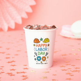 Vasos De Papel Doodle Divertido Día del Trabajo