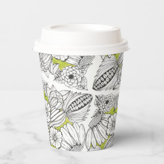 Vasos De Papel Doodle Floral Moderno para Hospedaje y Cena