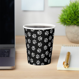 Vasos De Papel Doodle Paws, patas de perro, patas blancas