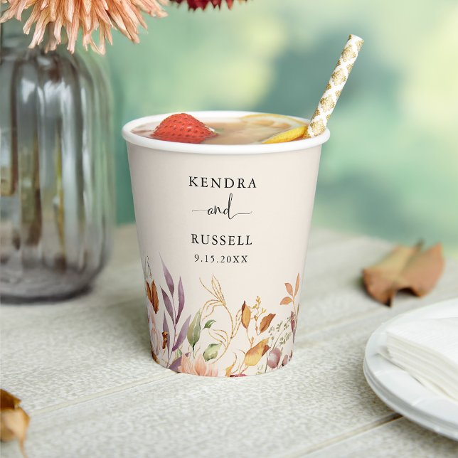 Vasos De Papel Dorado Fall Terracotta Floral (Subido por el creador)