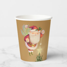 Vasos de papel dorados de Santa hada de Navidad