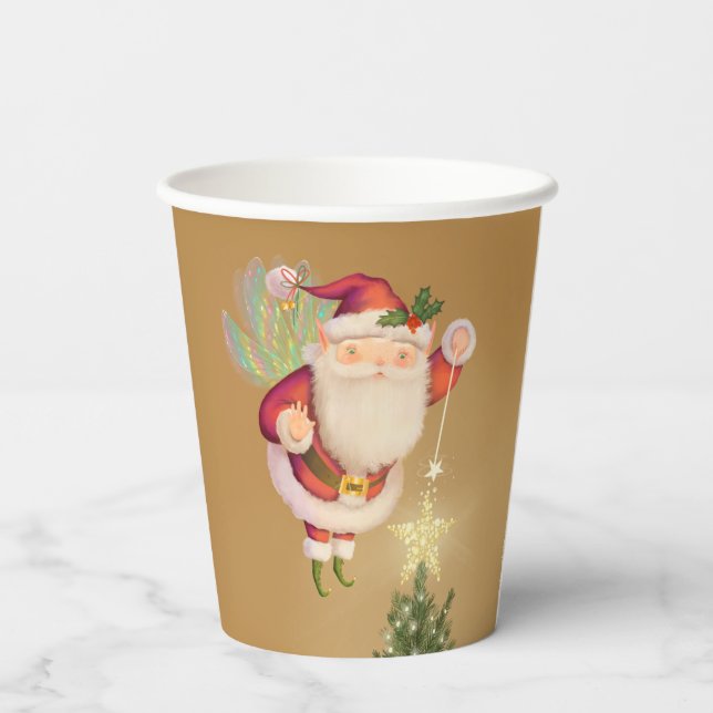 Vasos de papel dorados de Santa hada de Navidad (Reverso )
