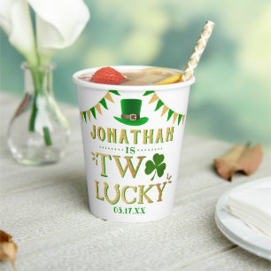 Vasos De Papel Dos afortunados San Patricio segundo cumpleaños