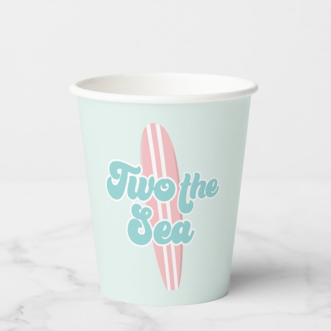 Vasos De Papel Dos al Mar Taza de papel para cumpleaños 2 Surf Be (Anverso)