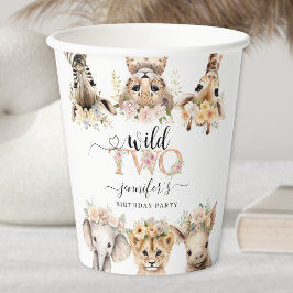 Vasos De Papel Dos animales salvajes de Safari Chica Papel de cum