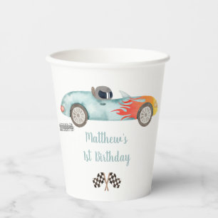 Vasos De Papel Dos Aniversario del Coche de Carrera Rápida