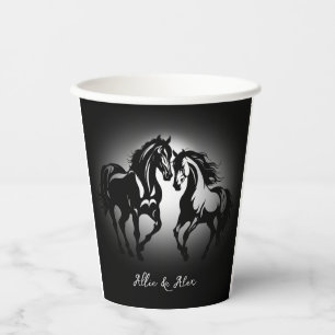 Vasos De Papel Dos caballos enamorados pareja de caballos blancos