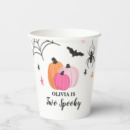 Vasos De Papel Dos calabazas rosadas espeluznantes de Halloween p