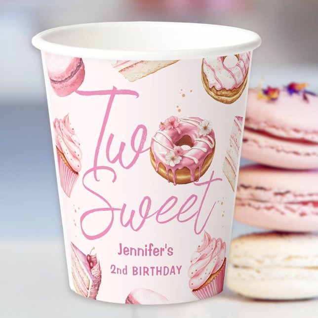 Vasos De Papel Dos dulces Chicas del segundo cumpleaños con papel (Subido por el creador)