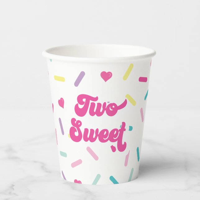 Vasos De Papel Dos Dulces Purpurinas Cumpleaños 2 (Anverso)