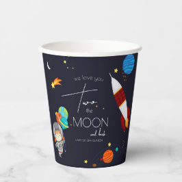 Vasos De Papel Dos el tema del espacio lunar segundo Fiesta de cu