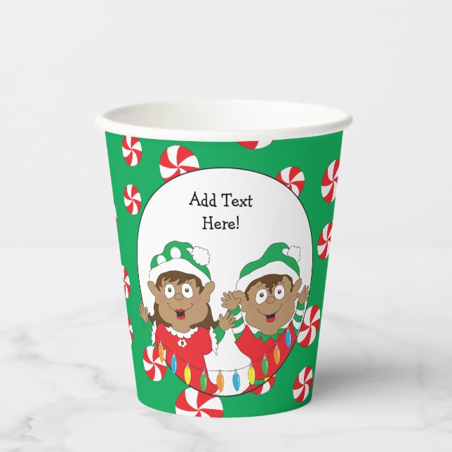 Vasos de Papel "Dos Elfos Felices" 240 ml. (Anverso)