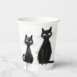 Vasos De Papel Dos gatos negros