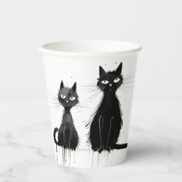 Vasos De Papel Dos gatos negros