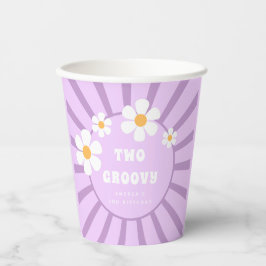 Vasos De Papel Dos Groovy Retro Sunshine Chica segundo cumpleaños