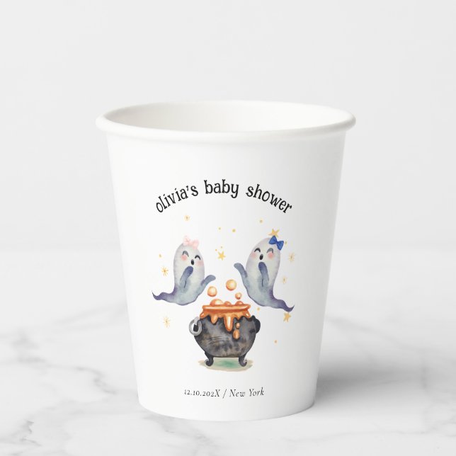 Vasos De Papel Dos pequeños abucheos fantasma en Baby Shower (Anverso)