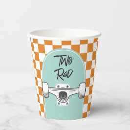 Vasos De Papel Dos Rad Patineta Retro Naranja A Cuadros