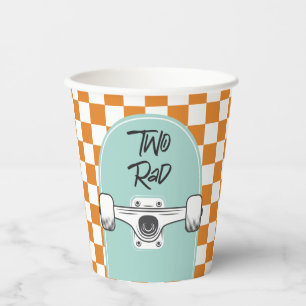 Vasos De Papel Dos Rad Patineta Retro Naranja A Cuadros