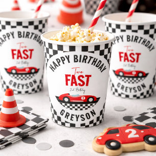 Vasos De Papel Dos rápidos autos de carrera Niño Fiesta de cumple