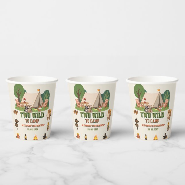 Vasos De Papel Dos salvajes para acampar safari Bosque cumpleaños (Multi)