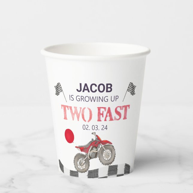 Vasos De Papel Dos temas de ciclismo sucio de cumpleaños rápido (Anverso)