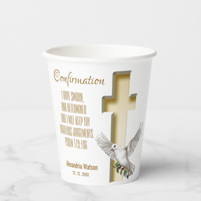 Vasos De Papel Dove Cross Scripting Verse Ephesian 4:2 (Anverso)